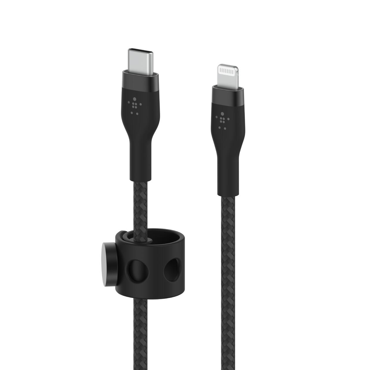 Belkin BoostCharge Pro Flex 3 m USB-C Kabel mit Lightning Connector, schwarz Belkin BoostCharge Pro Flex 3 m USB-C Kabel mit Lightning Connector, schwarz